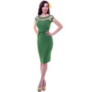 Olive green vintage dress  : Tatyana brand